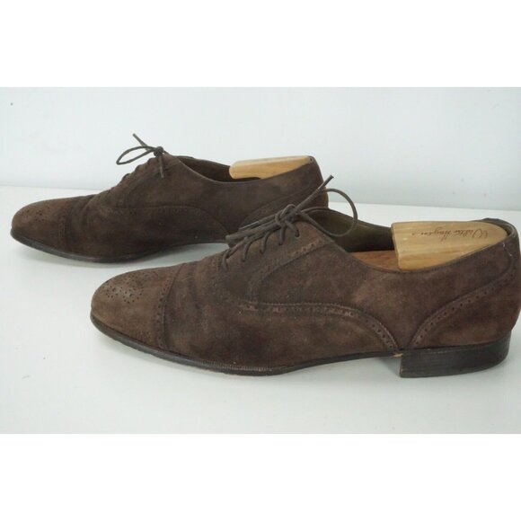 Bally Townsend Cigar Snuff Suede Broque Captoe Dress Shoes Sz 9.5 EEE main image 5